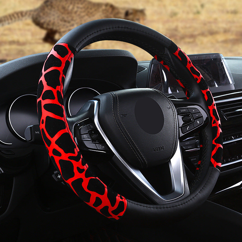 Wholesale Leopard Print Color Block Leather Anti-slip Sweat-absorbent Car Steering Imitation Leather Wheel Cover