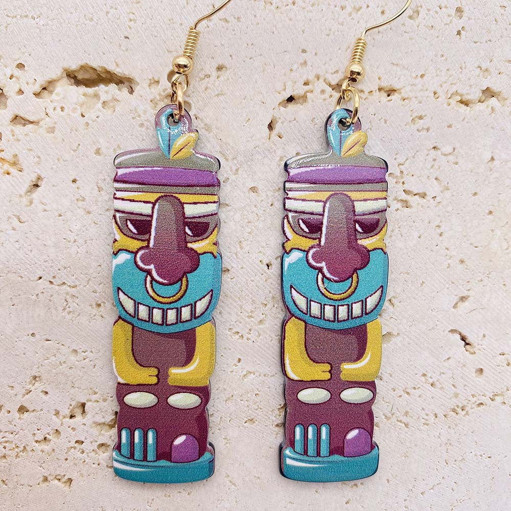 Pendientes acrílicos con estampado de cara pintada al por mayor