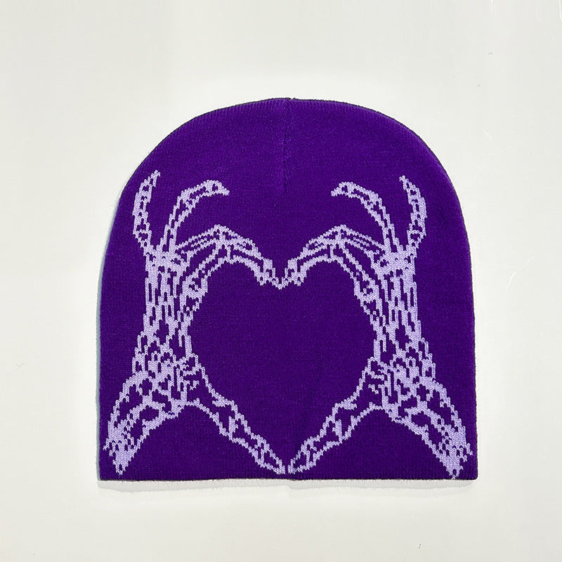 Wholesale 2023 Autumn and Winter New Love Skull Hand Woolen Beanie Knitted Hat