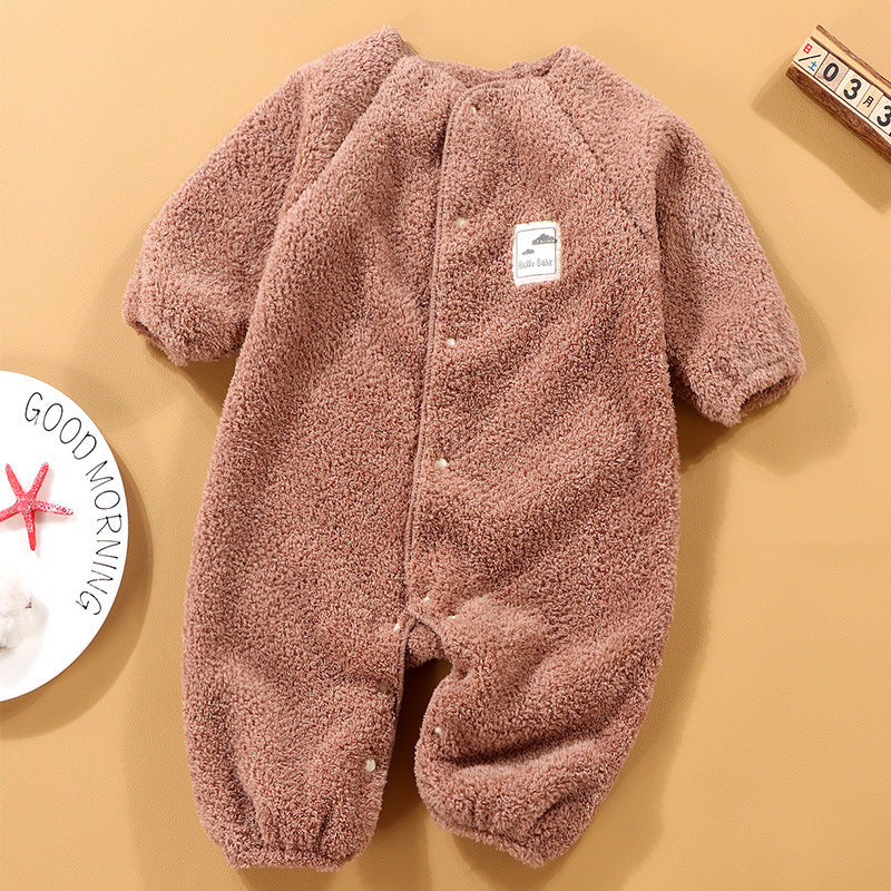 Wholesale Autumn and Winter Children's Lambswool Long-sleeved Jumpsuit