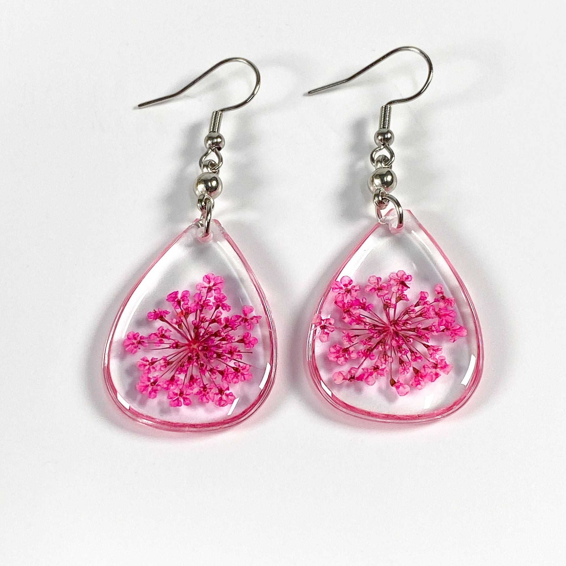 Wholesale 6pcs Colorful Lace Dried Flower Drip Resin Earrings