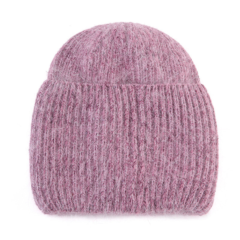 Wholesale Winter Knitted Hat Men's Woolen Hat Thickened Pure Rabbit Velvet Shiny Knitted Hat