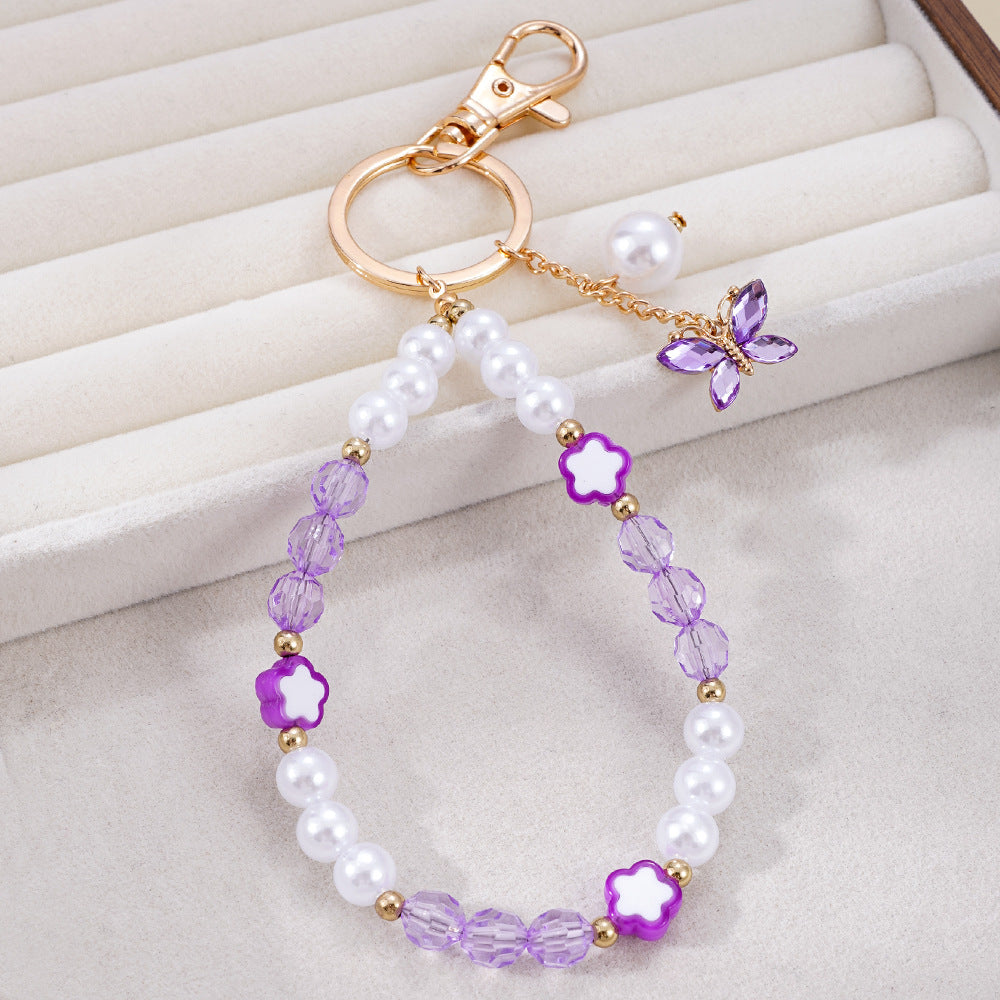 Wholesale Handmade Beaded Accessories English Letter Keychain
