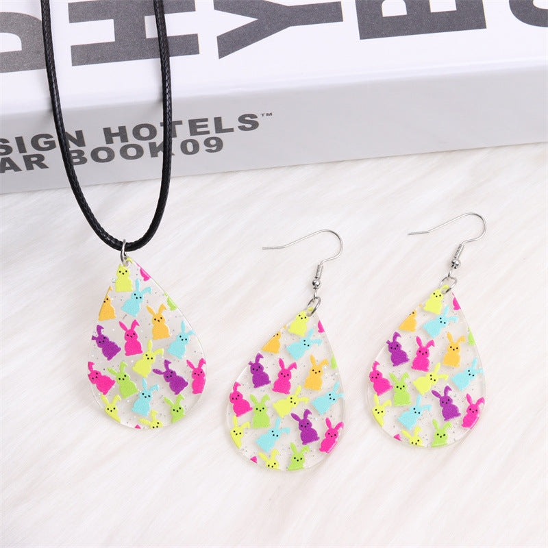 Wholesale Easter color sunglasses Rabbit printed earrings earrings female acrylic simple personalized earrings