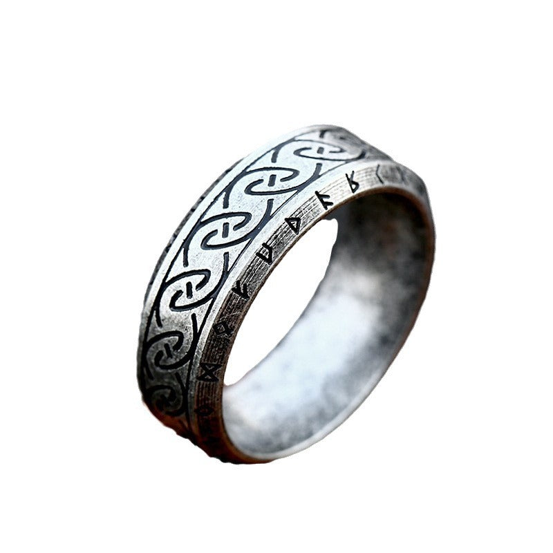 Wholesale simple titanium steel Nordic retro Viking letter stainless steel ring
