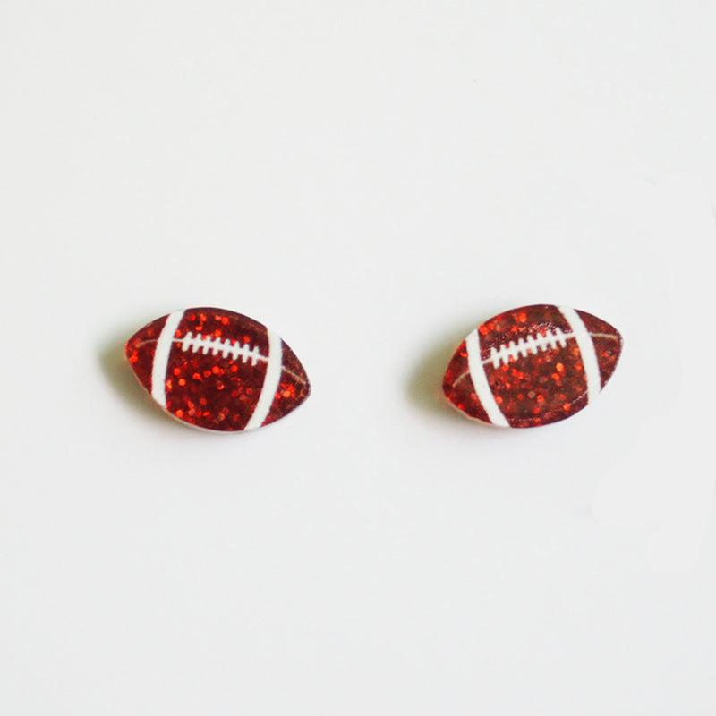Wholesale 2 Pairs/Pack Shiny Football Baseball Acrylic Earrings