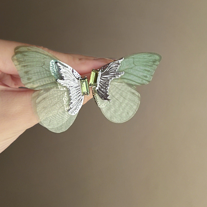 Wholesale New Chinese Style Lotus Fan Butterfly Pearl Tassel Temperament Fashion Niche High-end Earrings