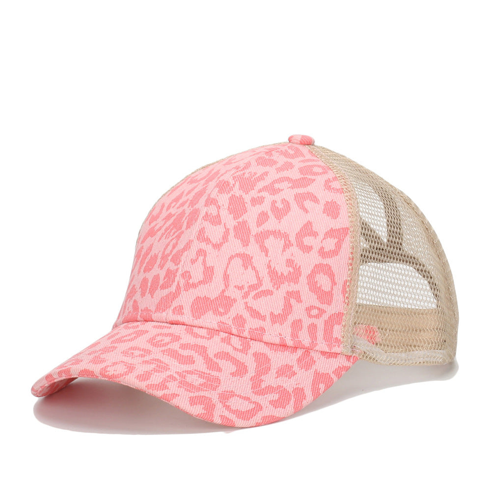 Wholesale Leopard camouflage mesh outdoor fashion sun visor high ponytail baseball cap
