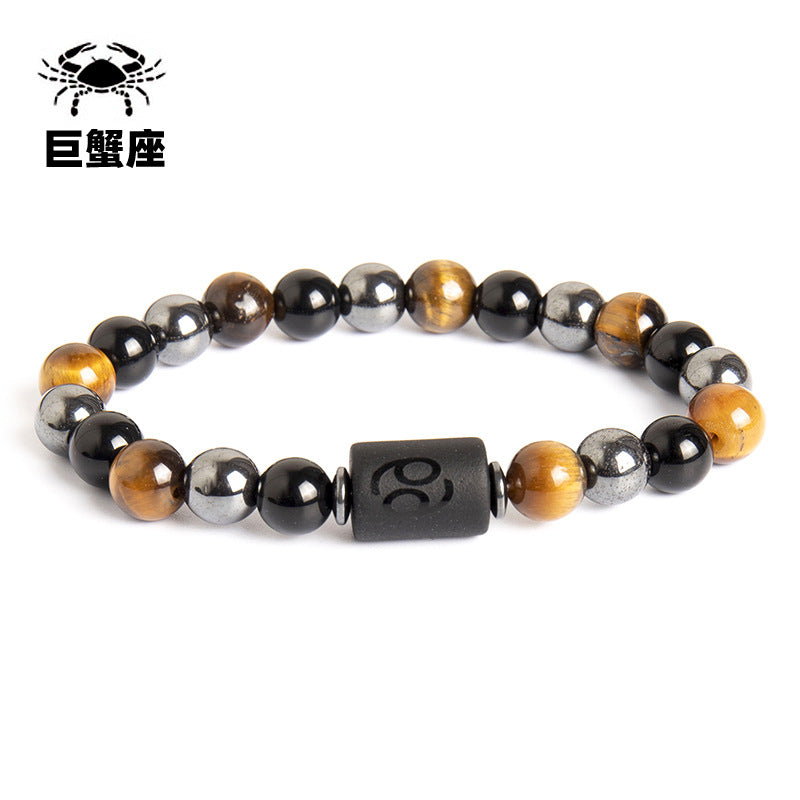 Wholesale Twelve Constellation Natural Tiger Eye Stone Handmade Bead Bracelet