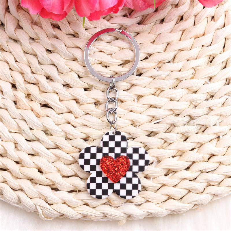 Wholesale Valentine's Day Love Red Lip Rose Blossom Acrylic Keychain