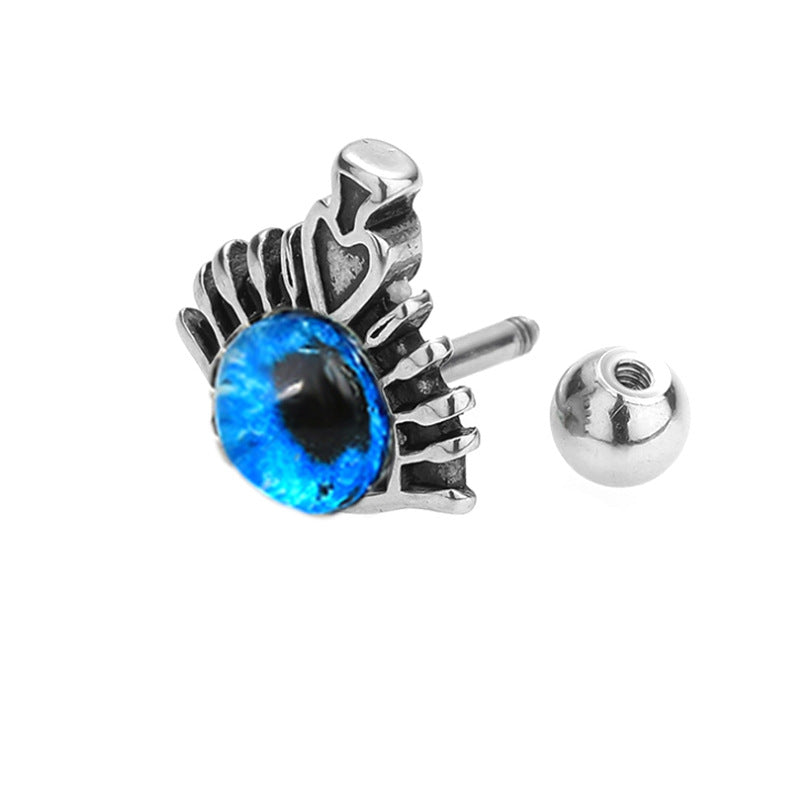 Wholesale Single Eye Drip Oil Titanium Steel Heart Drip Screw Earrings