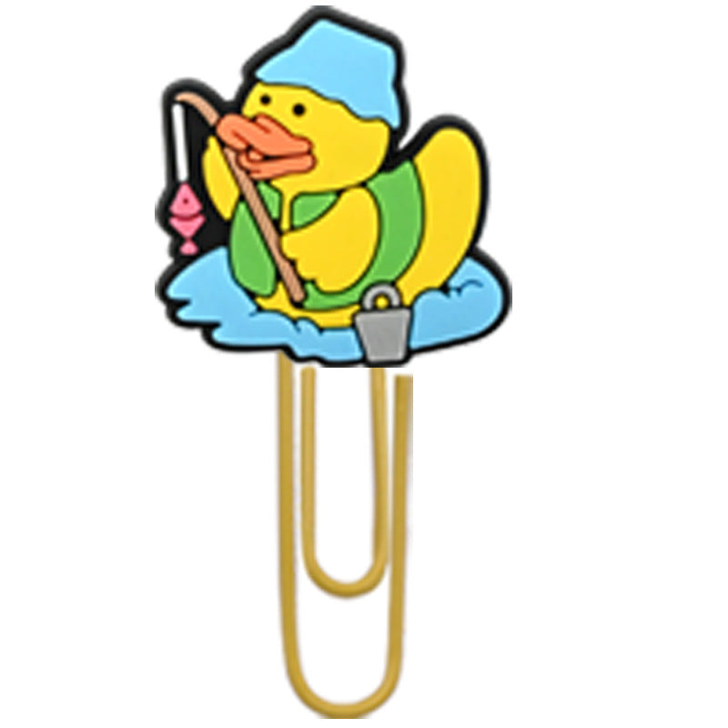 Wholesale Random 50pcs Little Yellow Duck Metal Soft Rubber Paperclip Bookmarks