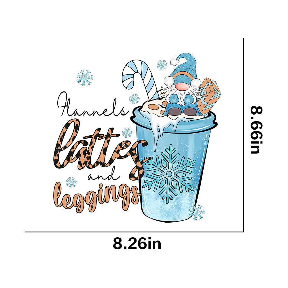 Wholesale 10pcs/pack Winter snowflake white ink heat transfer sticker for clothing  UV DTF ready-to-use transfer stickers