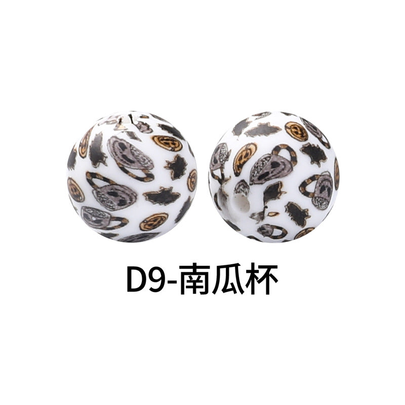 Wholesale 100pcs15mm Leopard Print Water Transfer Round Silicone Beads