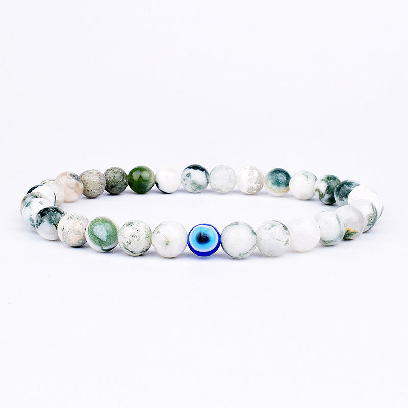 Wholesale 6Mm Natural Stone Evil Eye Stretch Bracelet Handmade Peacock Stone Jewelry Accessory Chic Fashion For Party And Gift Giving