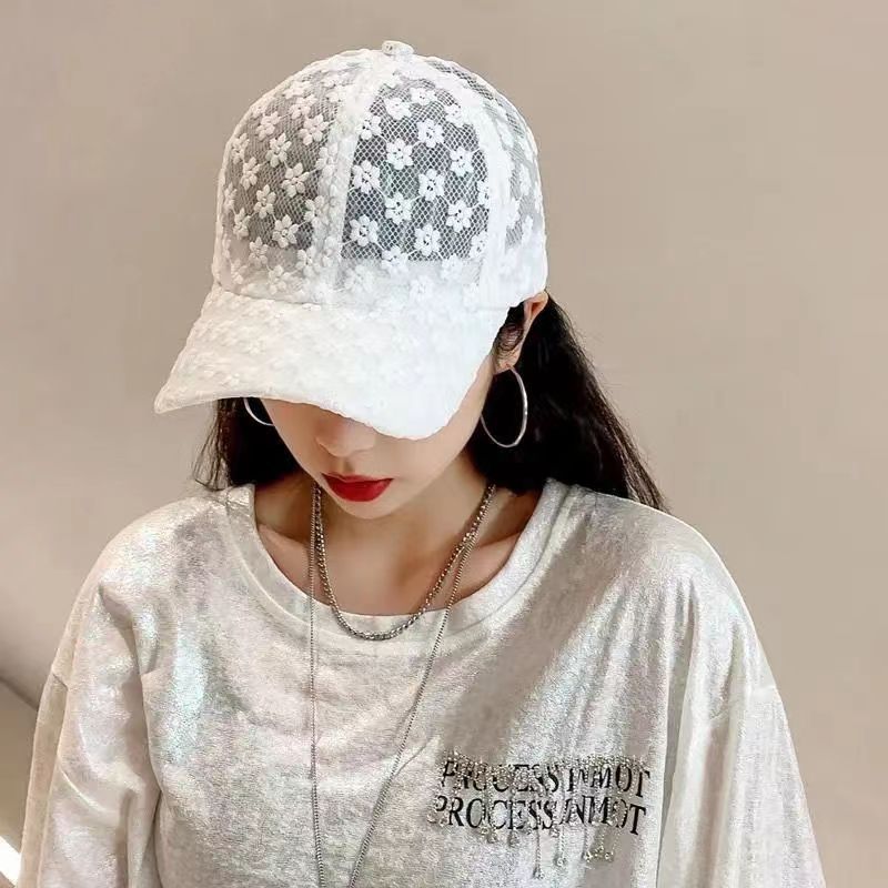 Wholesale Sunshade Lace Flower Ice Linen Baseball Caps