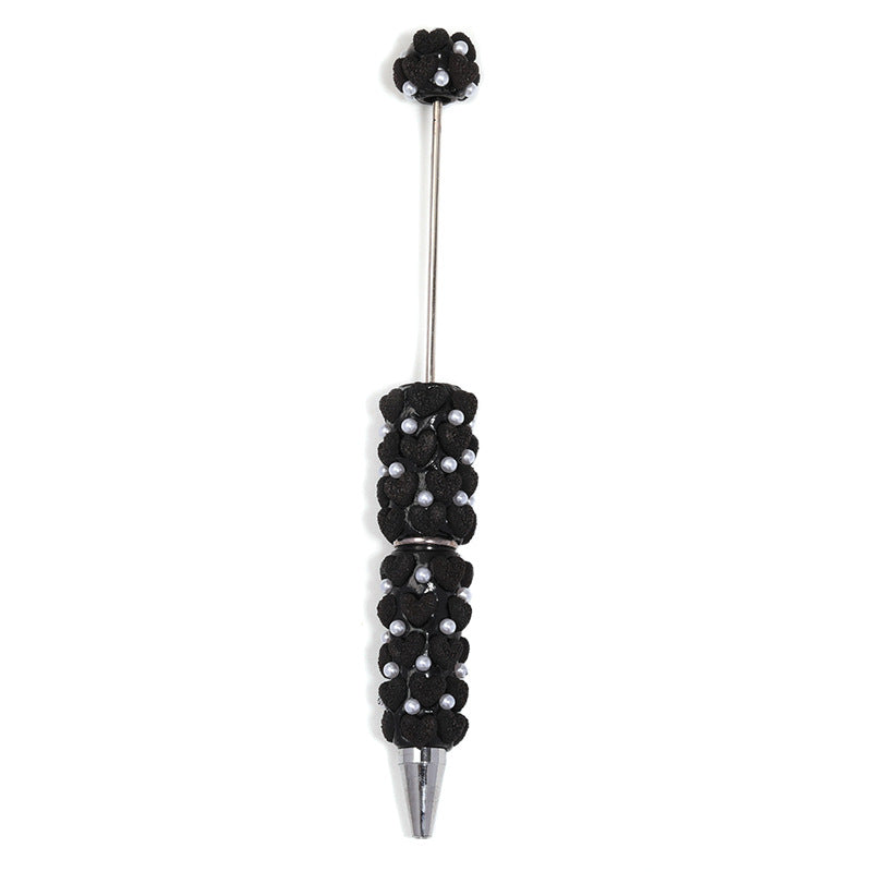 Wholesale 5pcs Macaron-colored gravel heart beaded pen clay bead pen
