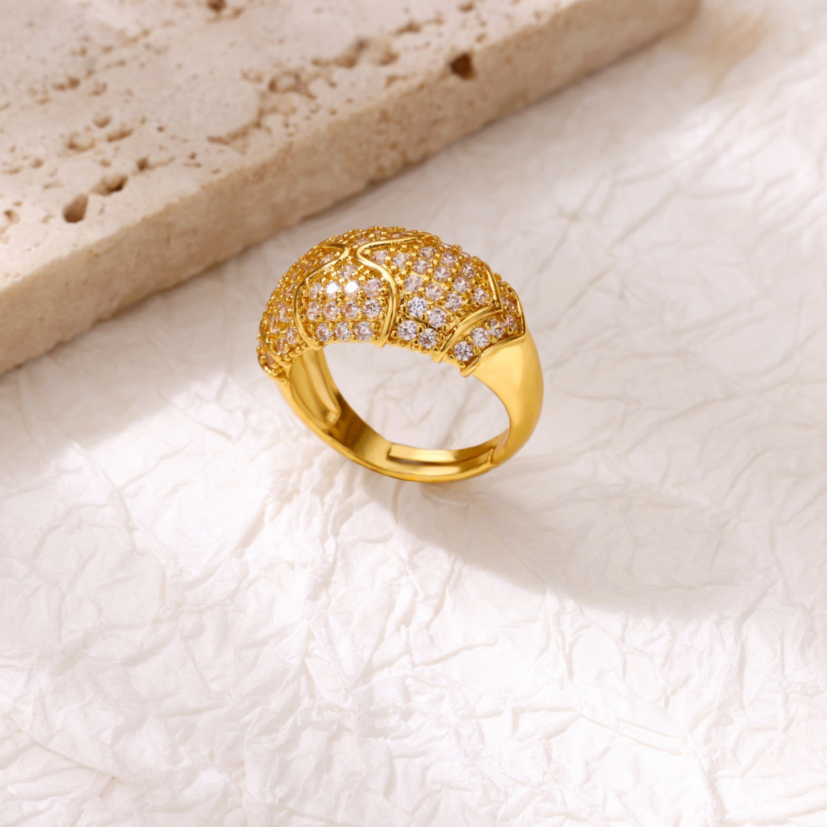 Wholesale Copper inlaid zircon full diamond open ring