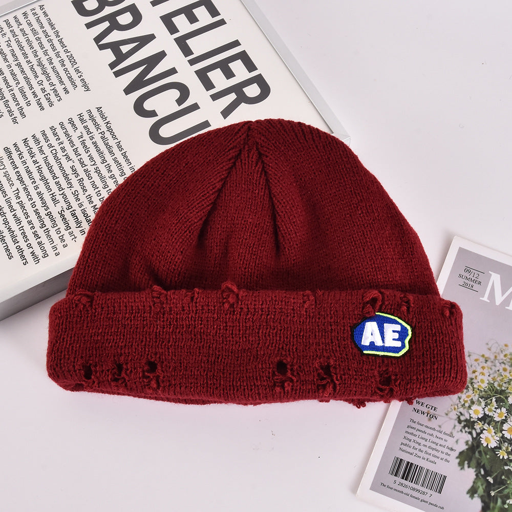 Wholesale Vintage Hole Knitted Melon Skin Hat