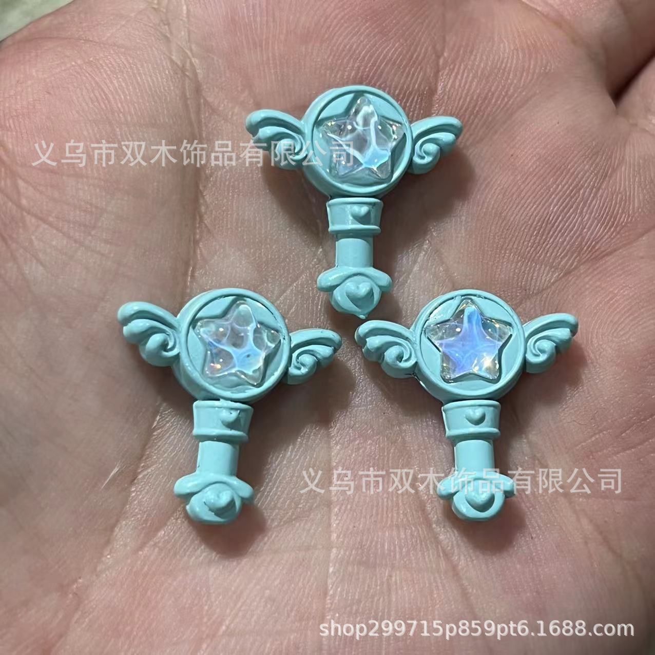 Wholesale 10pcs Paint Diamond Fairy Wand Alloy Beads