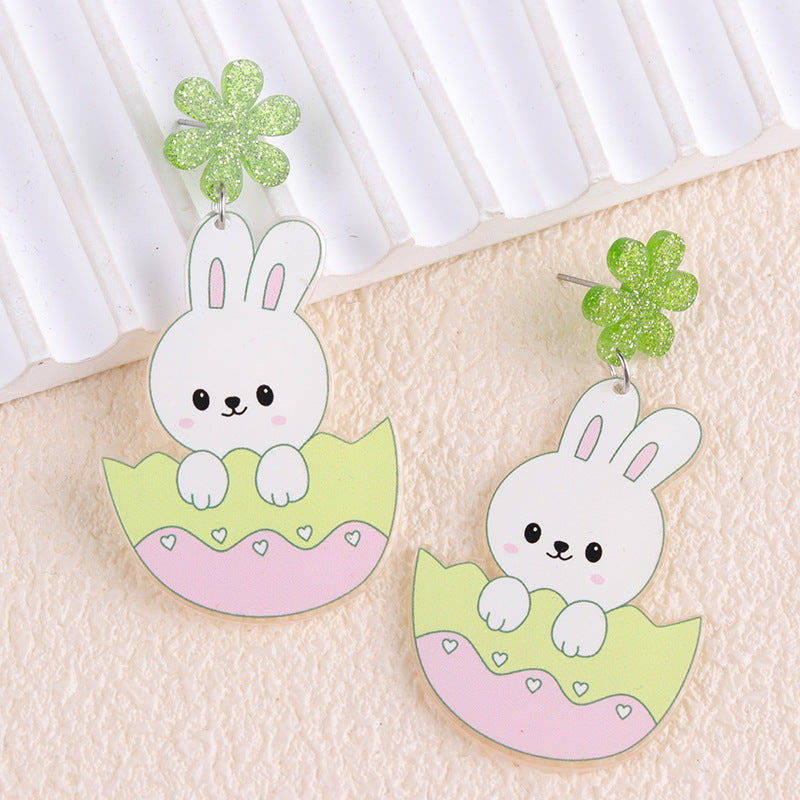 Wholesale Easter Rabbit Radish Chicken Acrylic Printed Earrings
