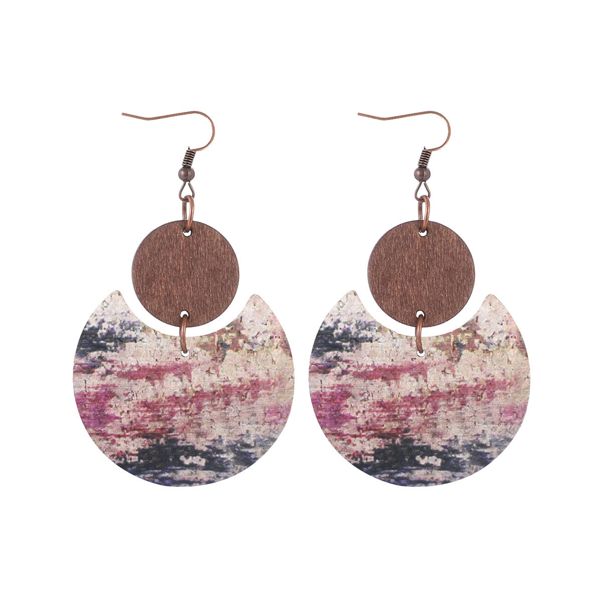 Pendientes de cuero de cuero de corcho al por mayor Pendientes de madera de madera occidental