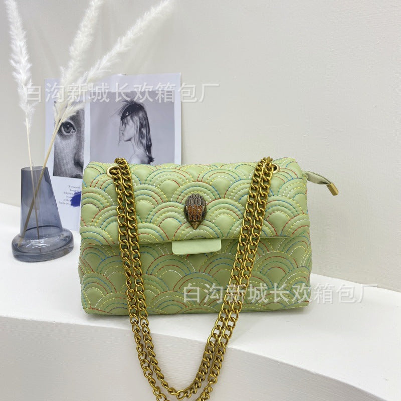 Wholesale Rainbow Embroidery Chain Shoulder Crossbody Small Square Bag