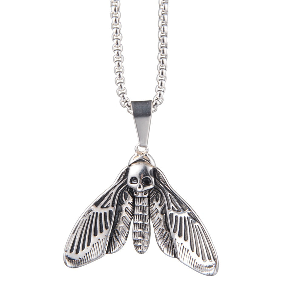 Wholesale Hip Hop Titanium Steel Butterfly Pendant Necklace