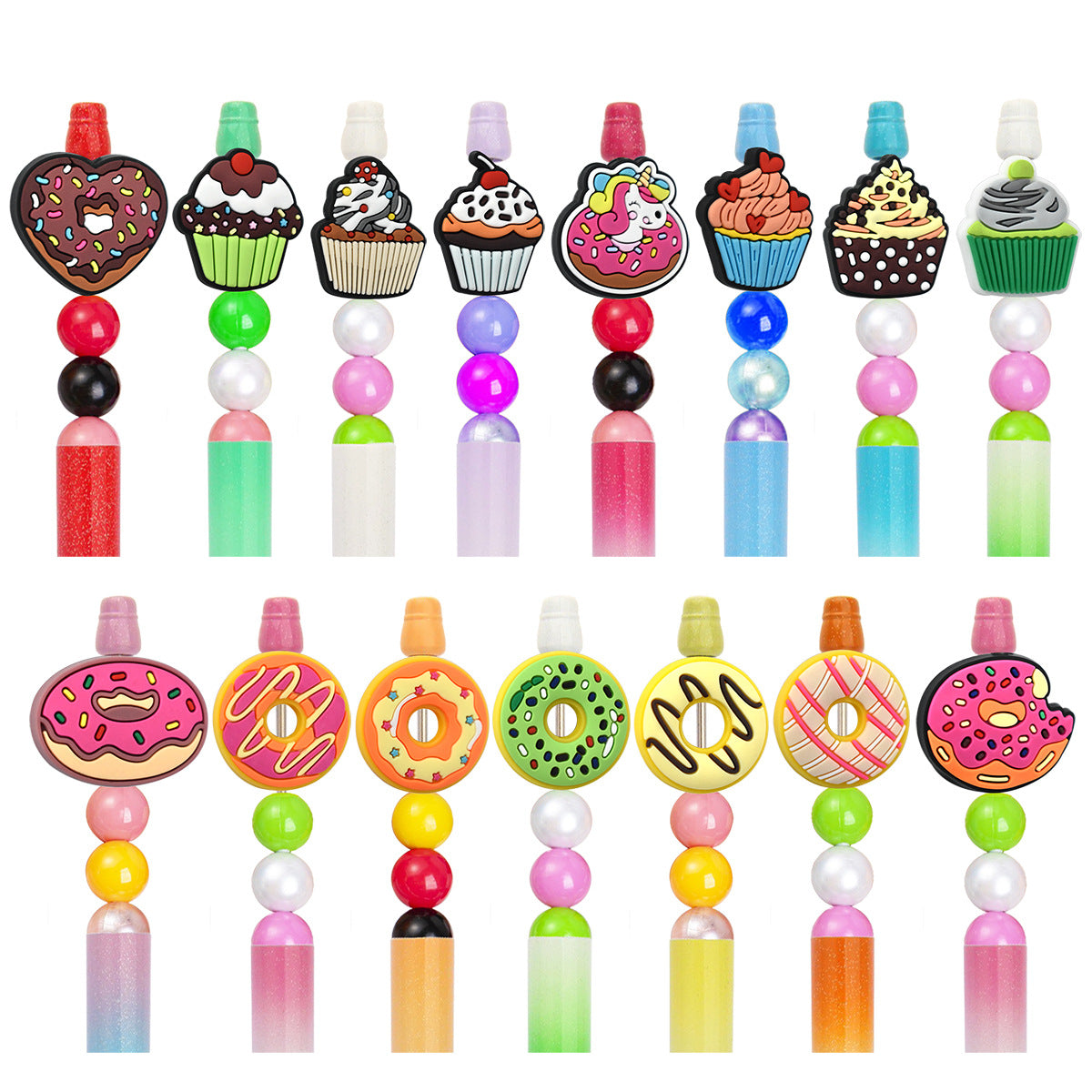 Wholesale Ranbom100pcs/pack  Donut Series Beaded DIY Accessories Pen Decoration Pvc Bead