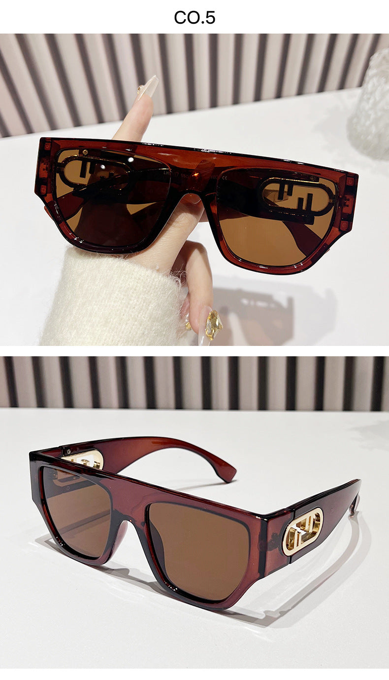 Wholesale Square Flat Top Fashion Large Frame Sunglasses