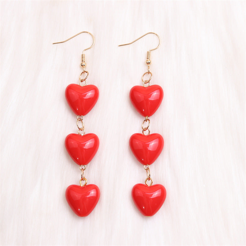 Wholesale Valentine's Day Three-piece Heart Simple Sweet Acrylic Personality Earrings