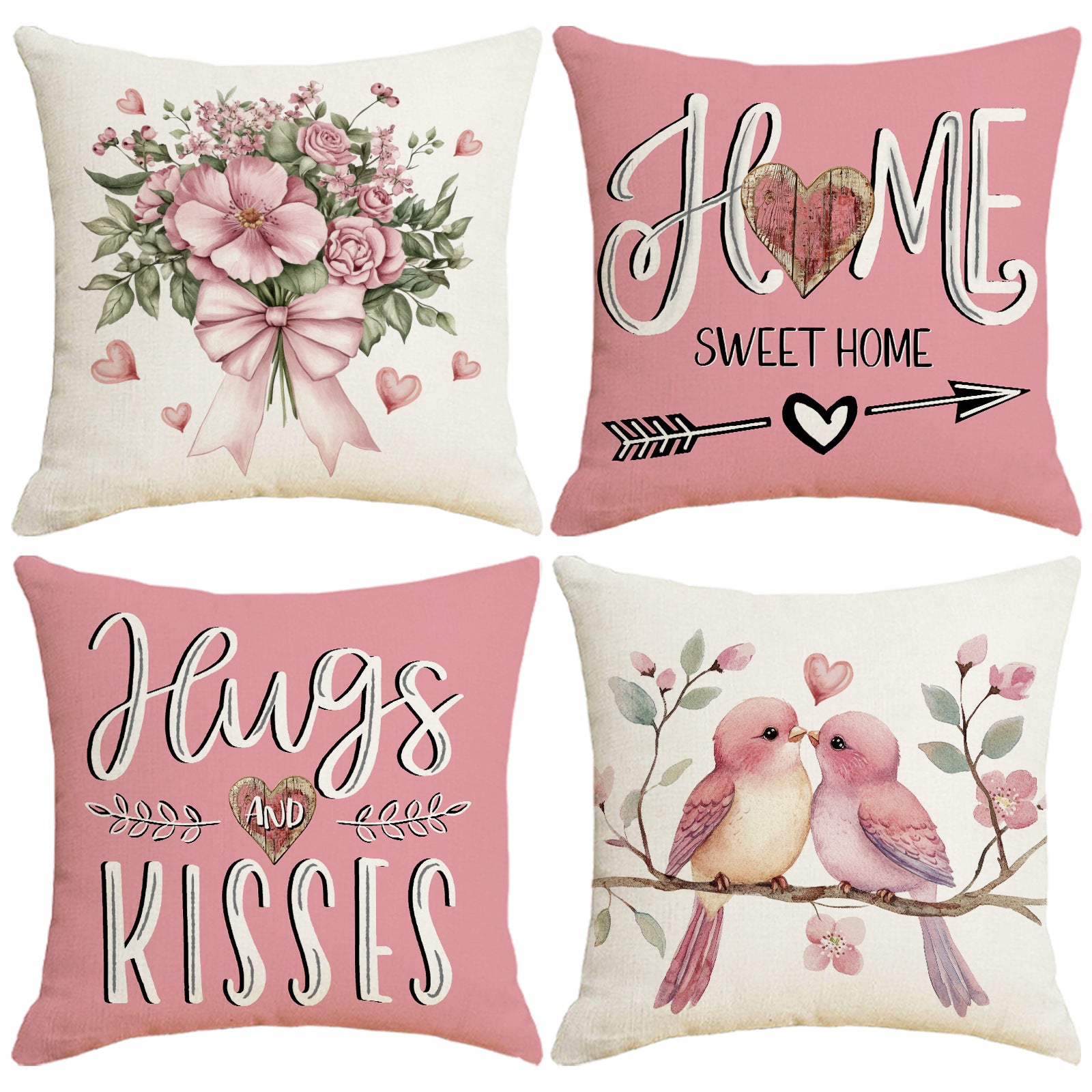 Wholesale Valentine' s Day Set Pillowcase Red  Heart  Lmitation Linen Pillowcase