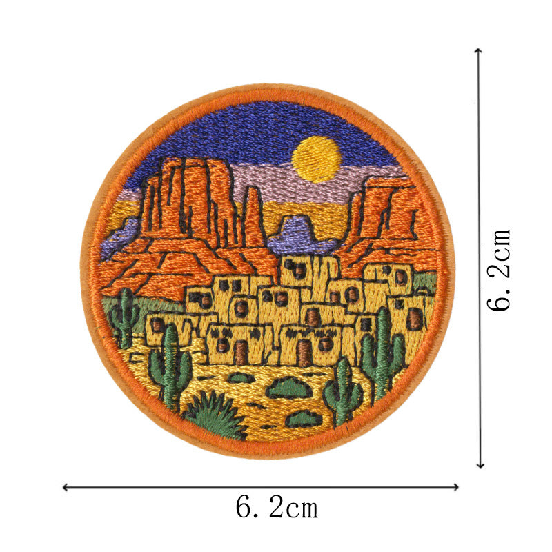 Wholesale Embroidered World Scenery Iron On No Sew Patches Set Of 9 Travel Windmill Badge Chic DIY Clothing Backpack Fashion Accessory Boutique Resale Gift