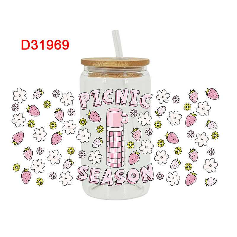 Wholesale Colorful strawberries 16oz Cup UV DTF Wraps