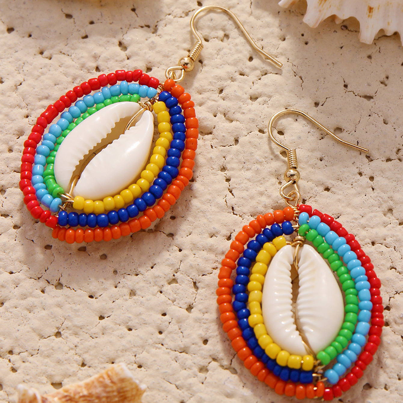 Wholesale Bohemian Shell Beads Pendant Earrings