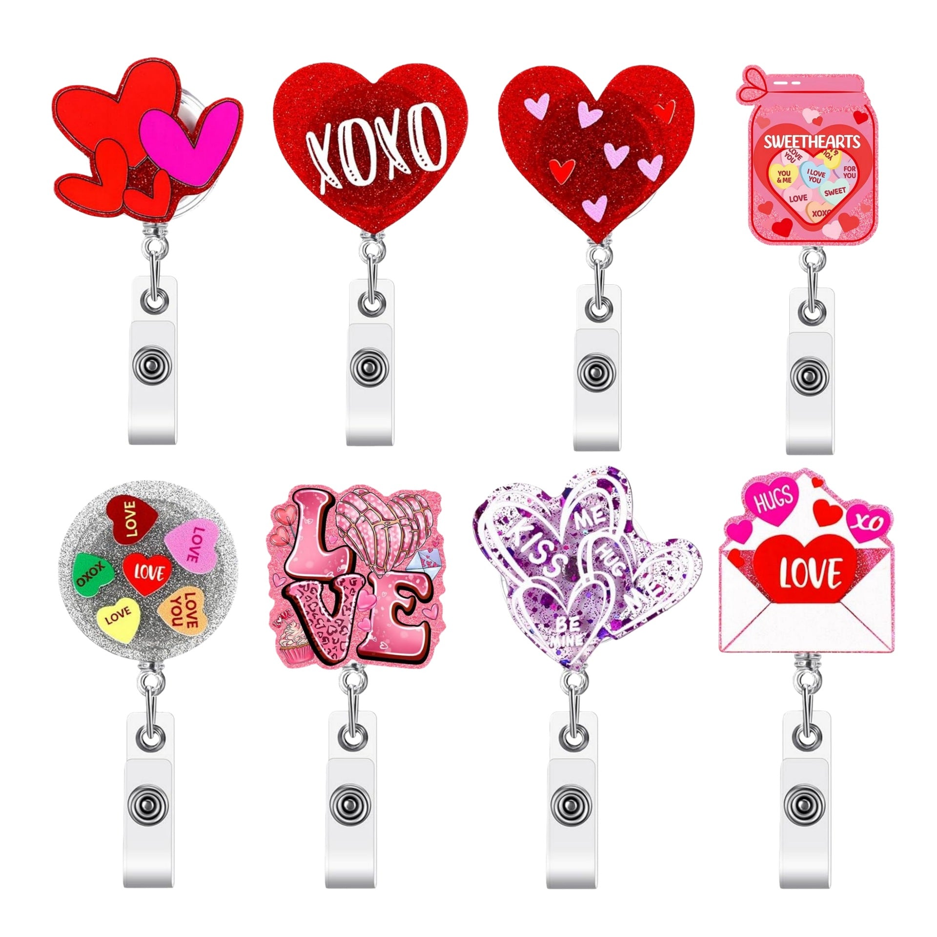 Wholesale romantic heart-shaped acrylic retractable  Badge Reels