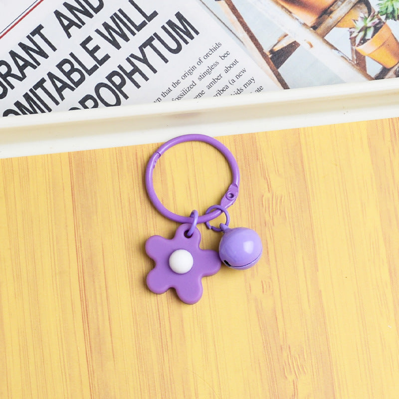 Wholesale Small fresh colorful flower bell keychain