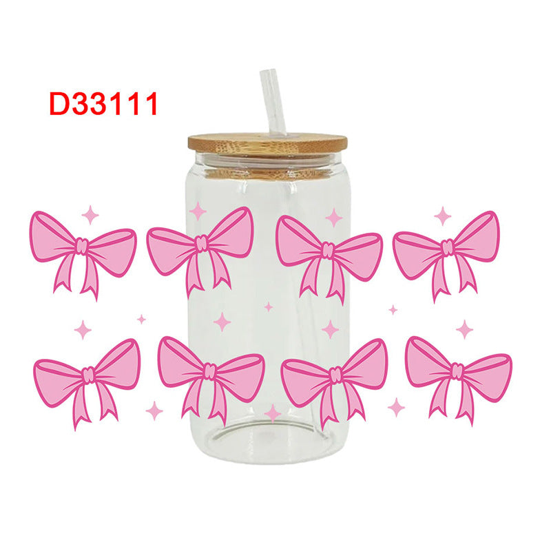 Wholesale Uv Transfer Sticker Glass strawberry Cup Crystal Sticker 16oz Cup UV DTF Wraps