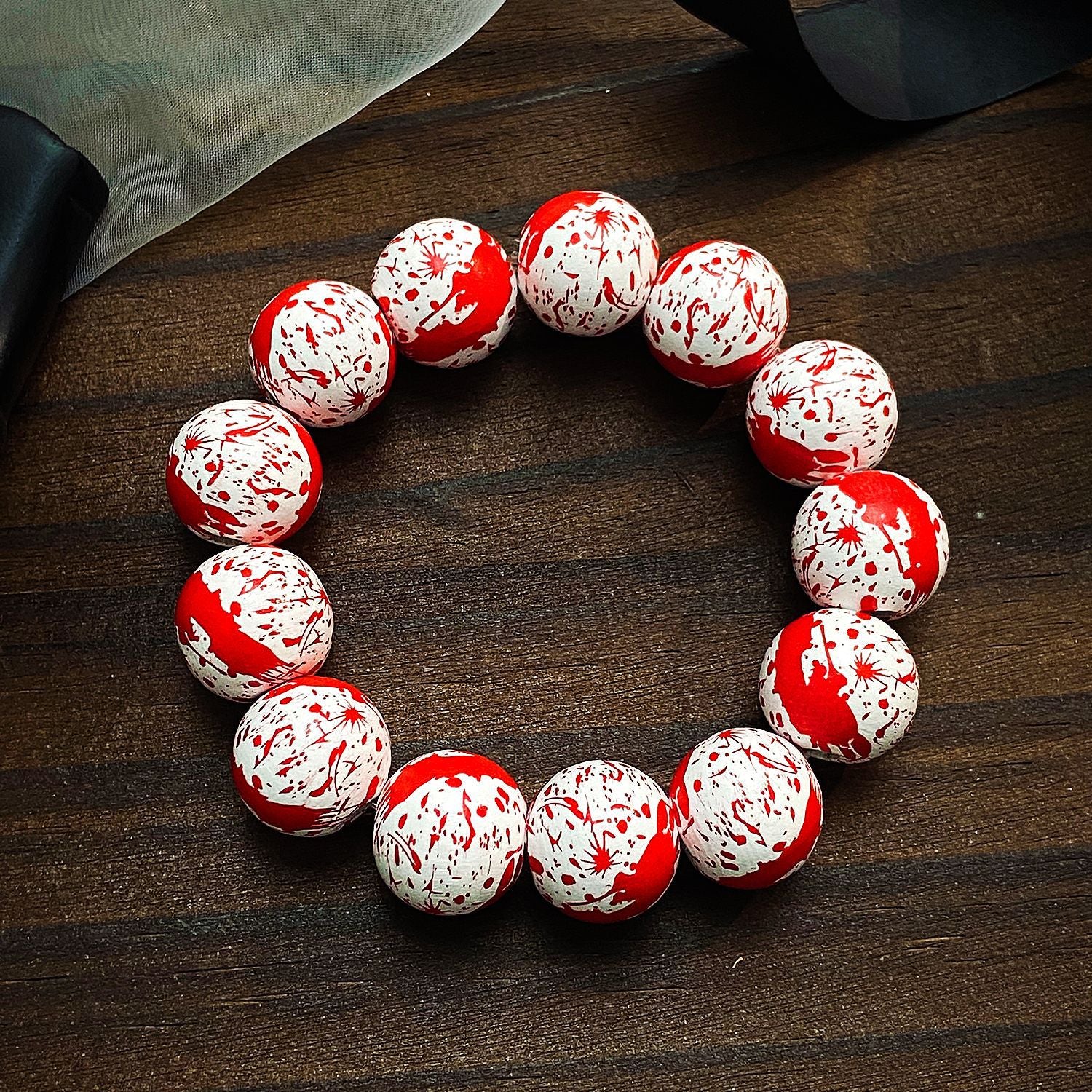 Wholesale Wooden Skull  Web Beaded Bracelet Unisex  DIY Jewelry Accessory