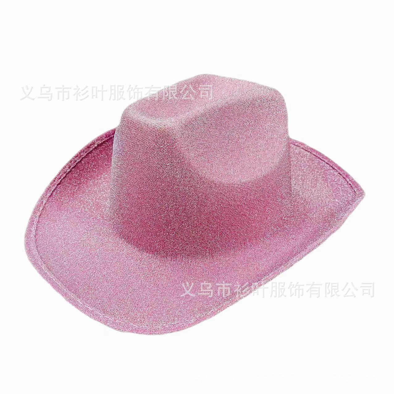 Wholesale EVA composite shaped silver glitter western cowboy glitter white powder cowboy hat