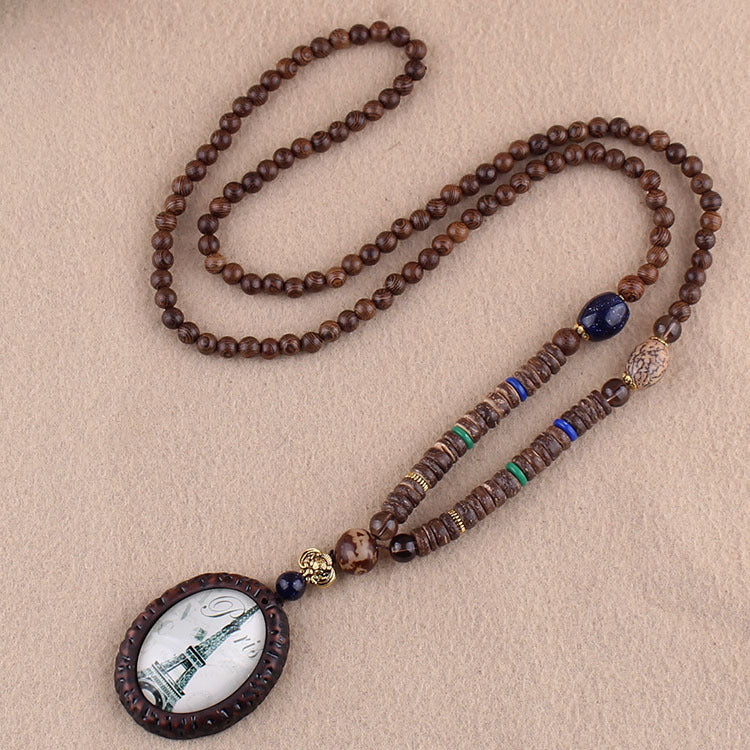 Wholesale Ethnic Style Pendant Bodhi Pendant Wooden Bead Necklace