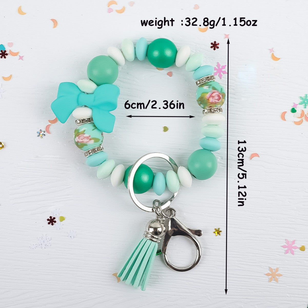Wholesale silicone bead Wrist keychain pendant bag charm bow accessory