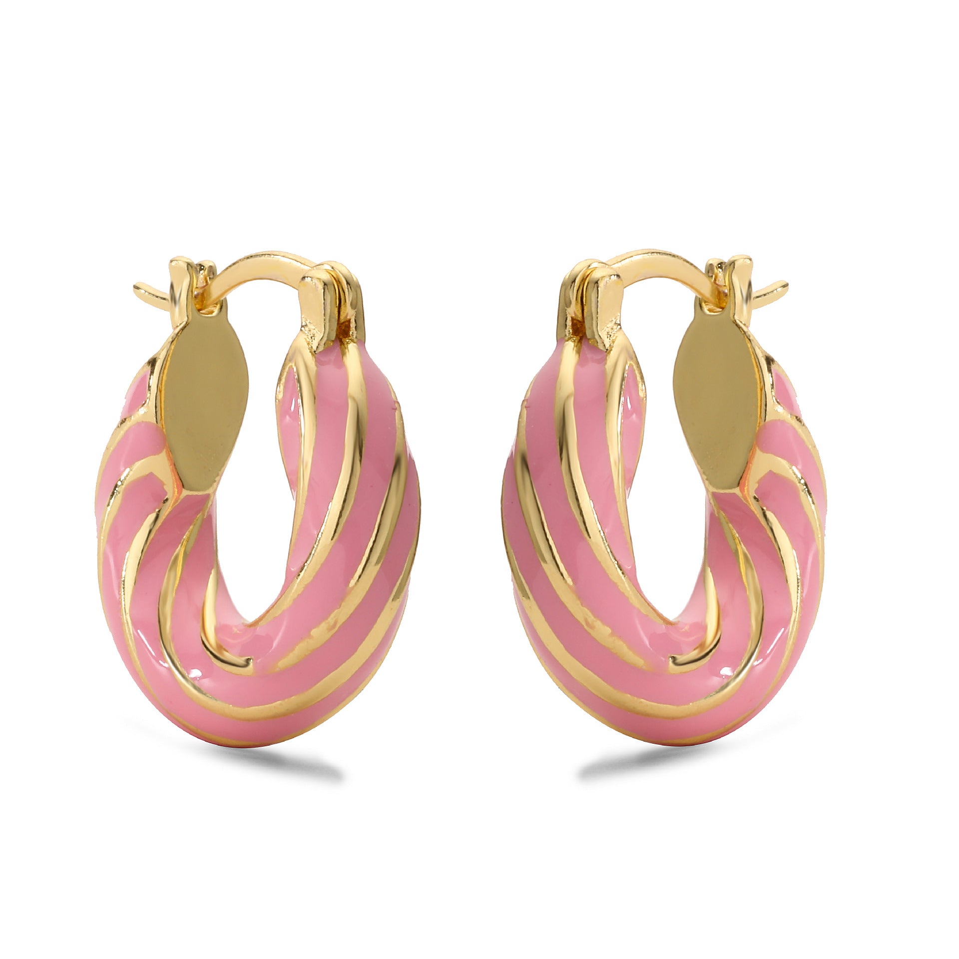 Wholesale Colorful Enamel Oil Dripping Spiral Pattern  Earrings