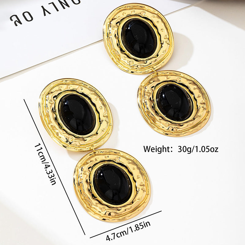 Wholesale Trendy Alloy Electroplated Oval Pearl Earrings For Women Statement Geometric Design Fashion Jewelry Gift Boutique Resale
