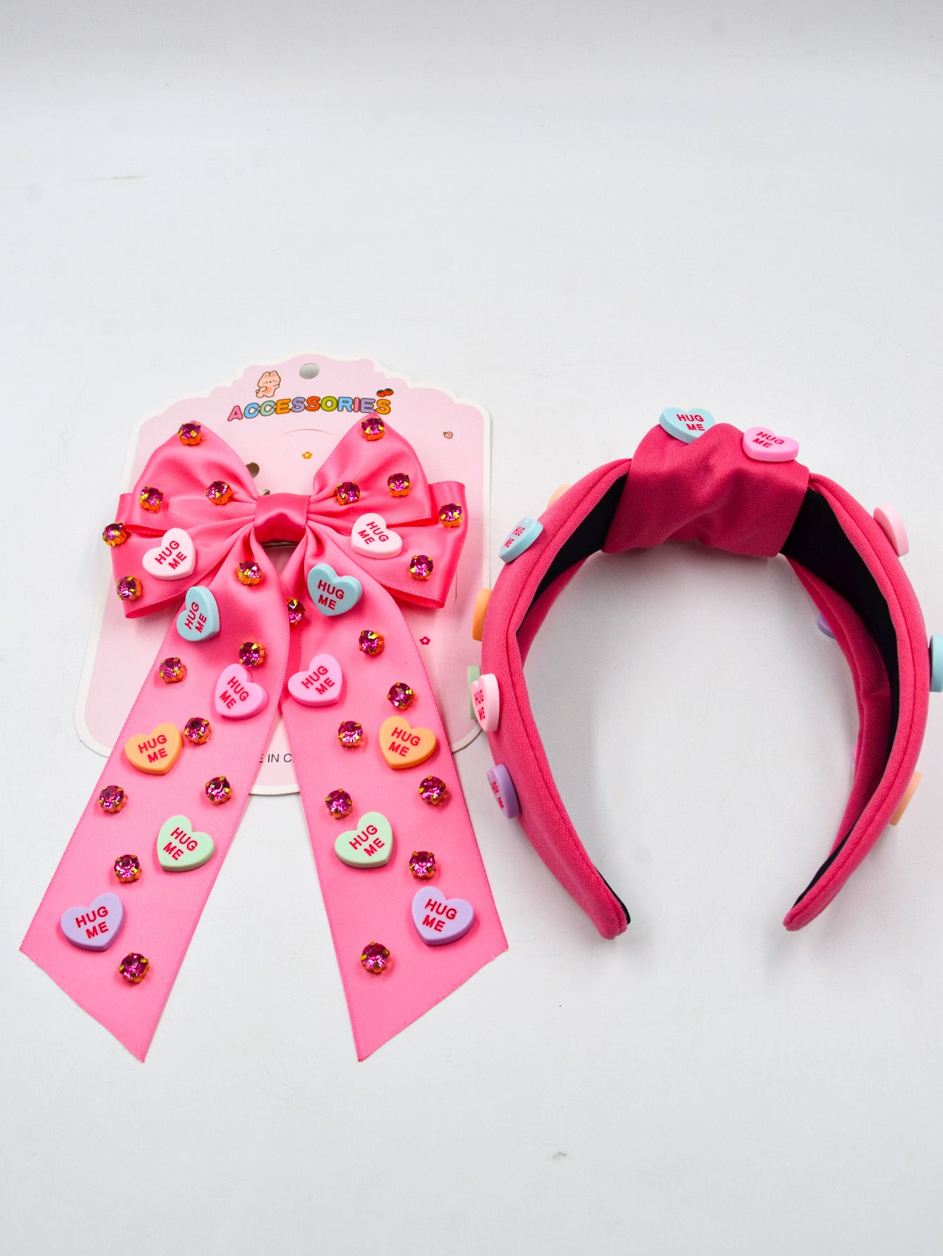Wholesale Valentine's Day love letter fabric knotted fashionable wide-brimmed hairpin combination