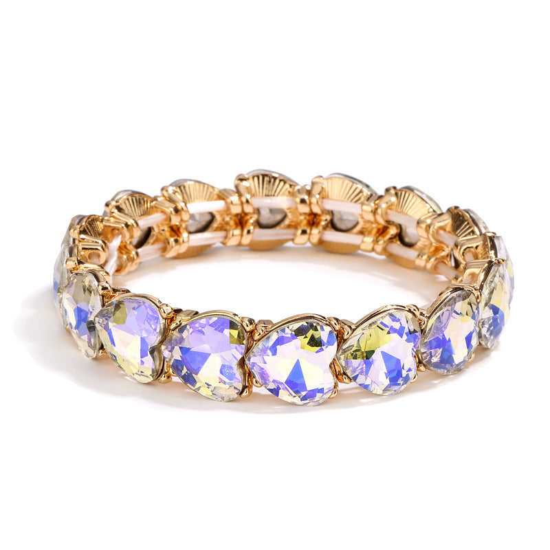 Wholesale Alloy Glass Stone Elastic Thread Love Bracelet