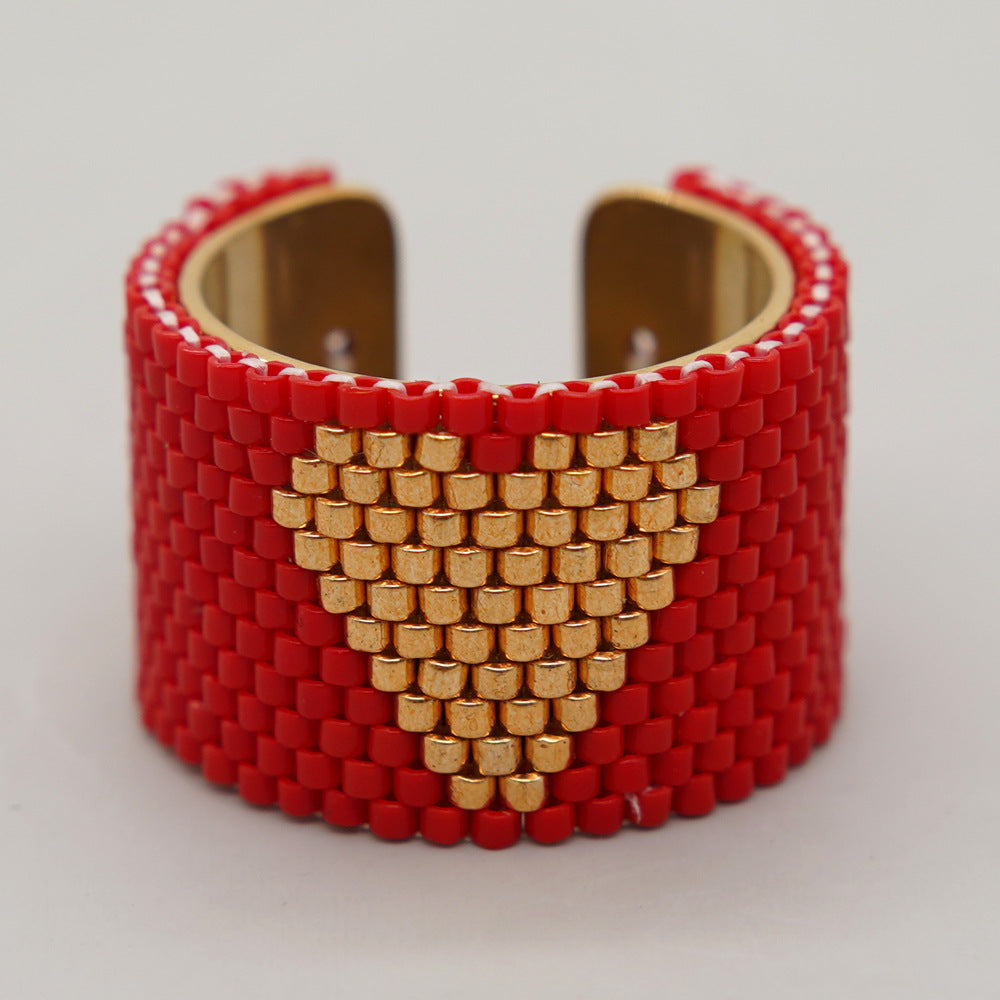 Wholesale Miyuki Rice Beads Hand Woven Stainless Steel Ring