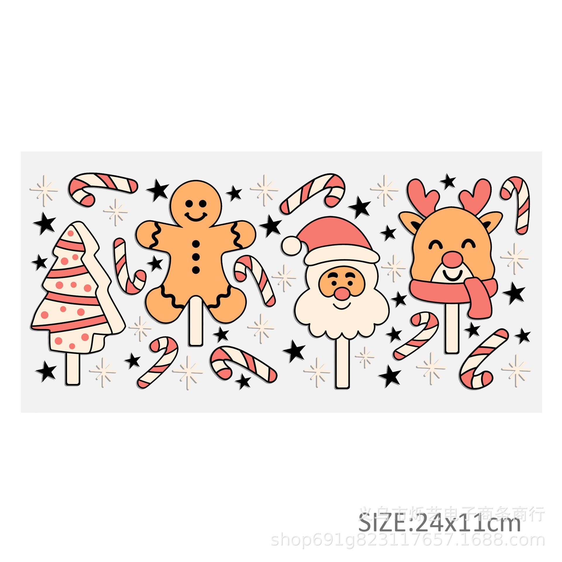 Wholesale  5pcs/pack Snowman Gingerbread Man Christmas Series 16oz Cup UV DTF Wraps