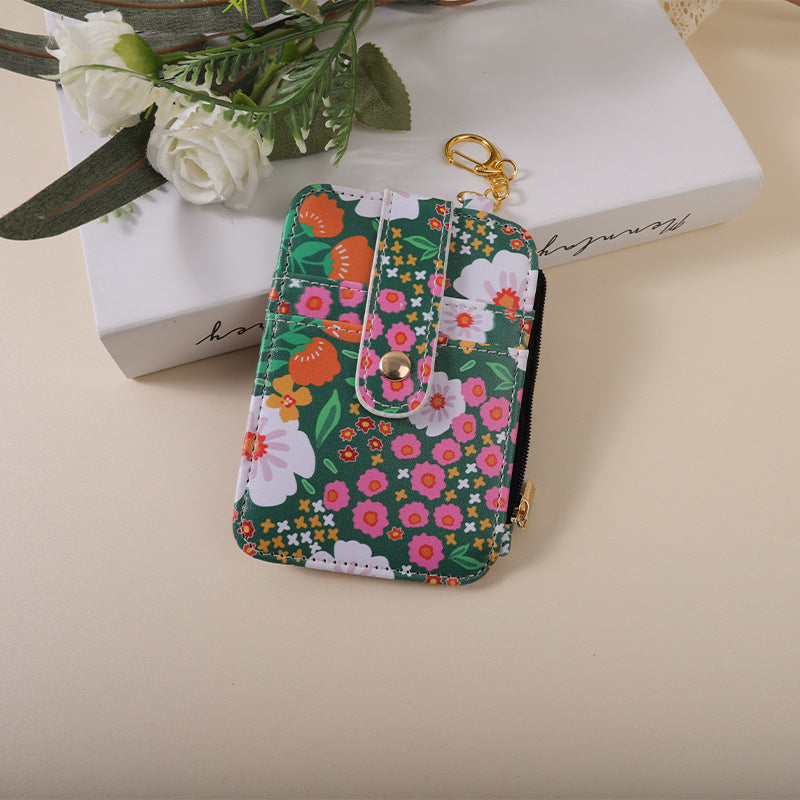 Wholesale Small Floral Card Bag Flower Printing Card Case ID Bag
