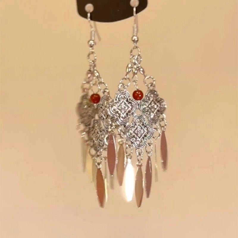 Wholesale New Chinese style beaded tassel retro earrings